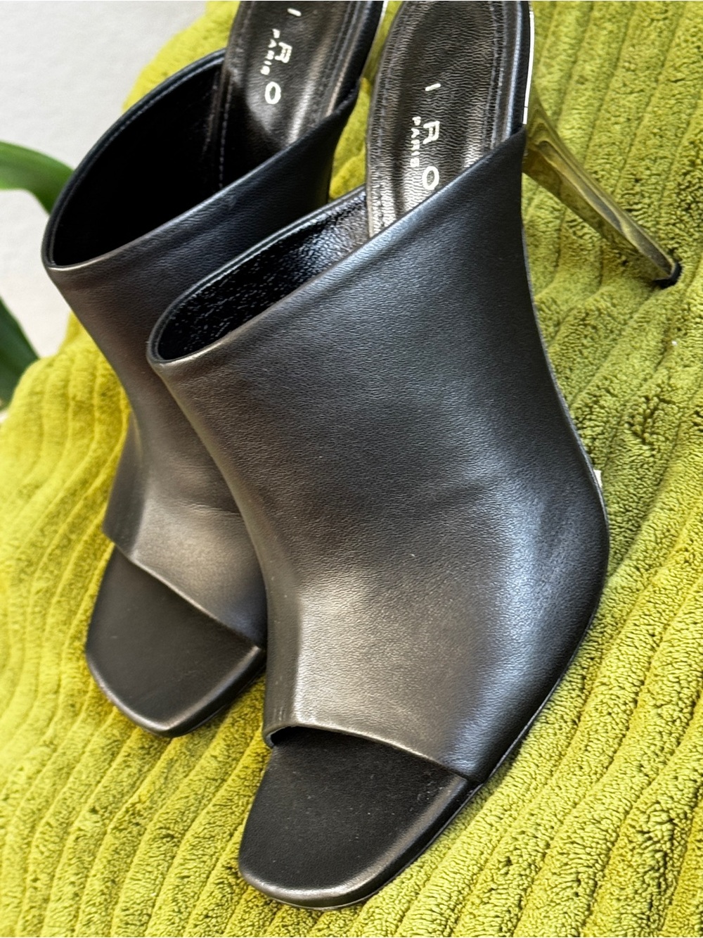 IRO Black Open-Toe Mule Heels with Metallic silver Stiletto - Picture 7 of 7
